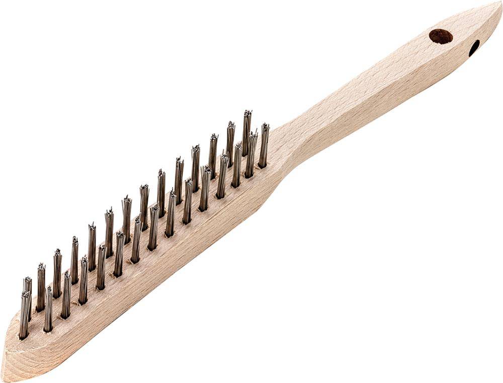 Handdrahtbürste Stahl glatt 0,35mm 2-reihig Lessmann - Artikel: 4017359078426-0