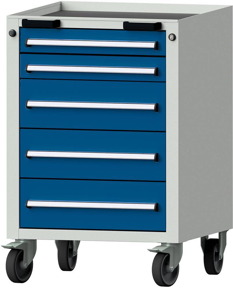 Format Rollcontainer B625xT640xH925mm RAL 7035/5010 5 Schubladen - Artikel: 7830945740-0