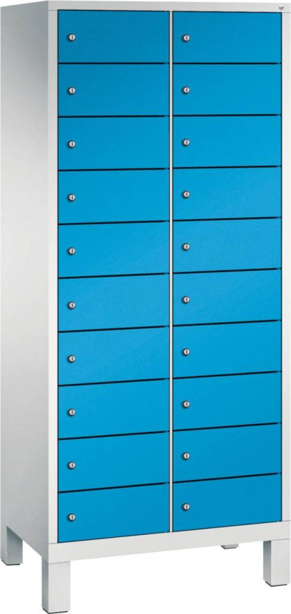 Laptopschrank 2x10Fächer B810xT500xH1800 mm RAL 7035/5012 mit Elektrifizierung - Artikel: 7830745174