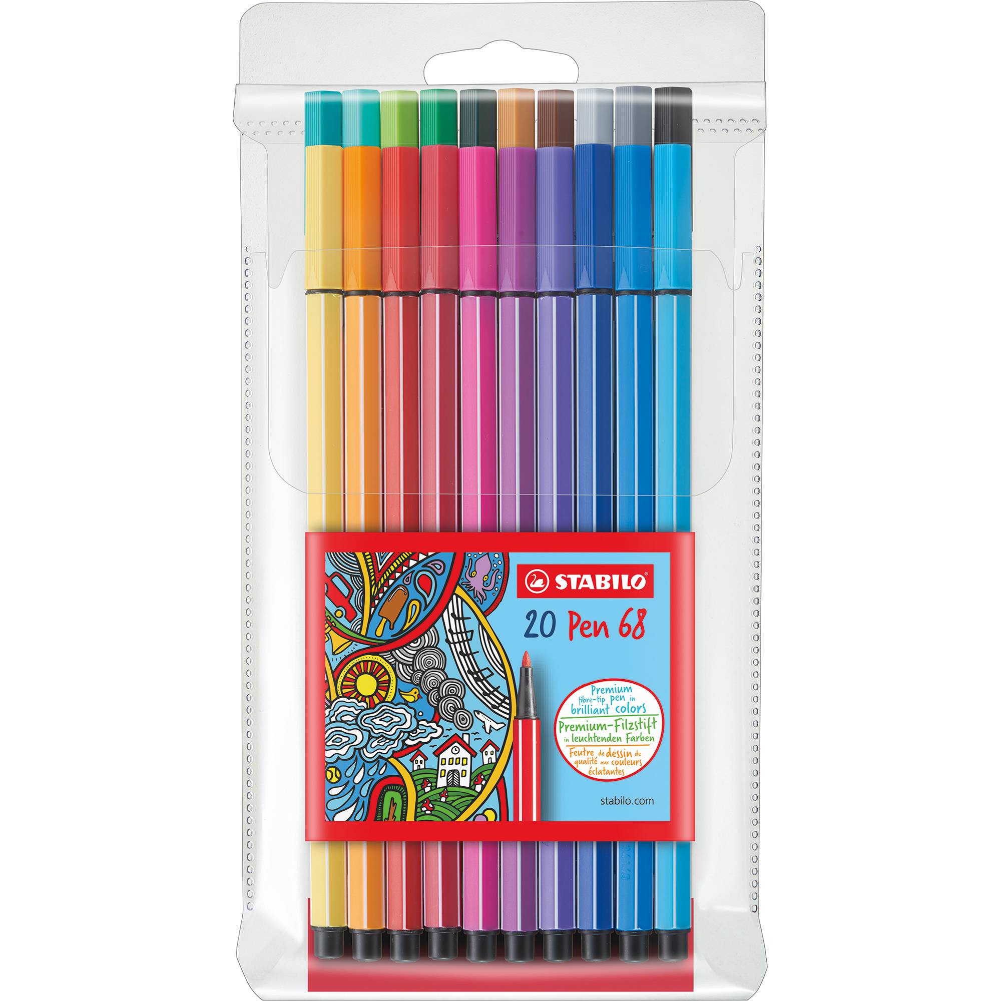 STABILO Fasermaler Pen 68 6820/PL Kunststoffetui 20 St./Pack. - Artikel: 304029599-1