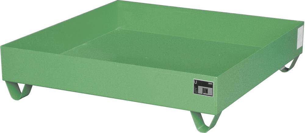 Auffangwanne mit geraden Wänden ohne Gitterrost, 230 ltr.1200x1200x285mm, RAL6011 - Artikel: 7830101686-0