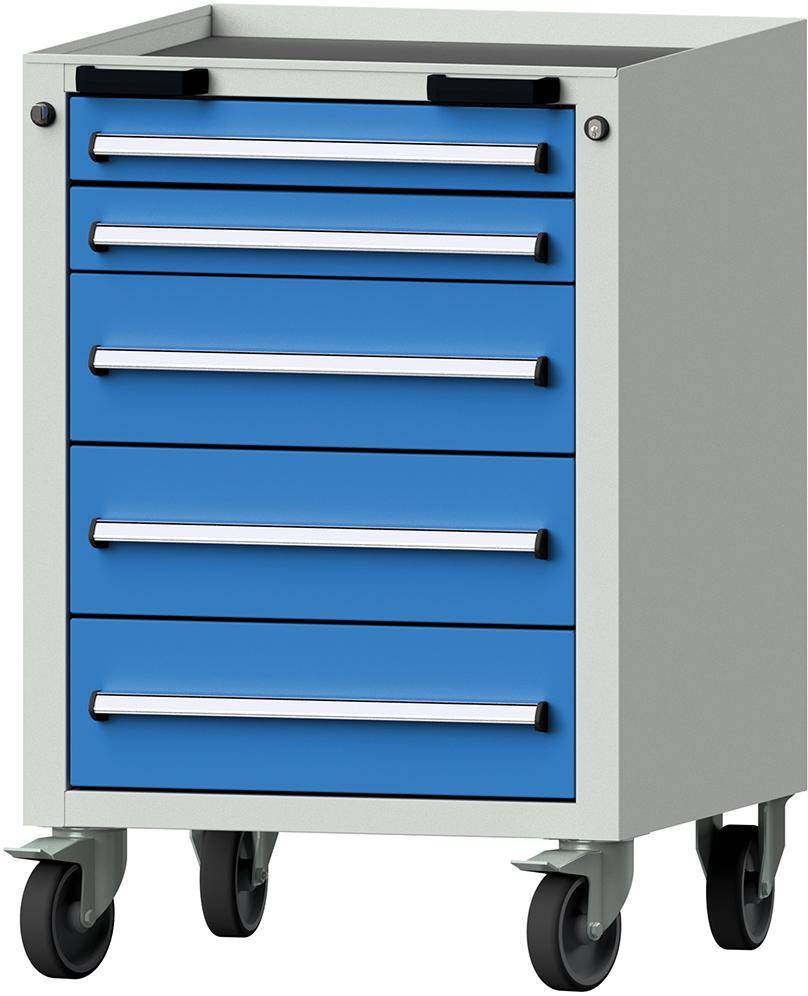 Format Rollcontainer B625xT640xH925mm RAL 7035/5012 5 Schubladen - Artikel: 7830945738-0