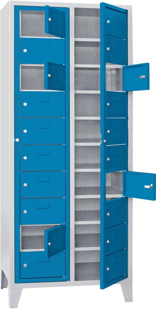 Schließfachschrank H1850xB770xT500 mm 2x10 Fächer, Füße RAL 7035/5012 - Artikel: 7830354462-0