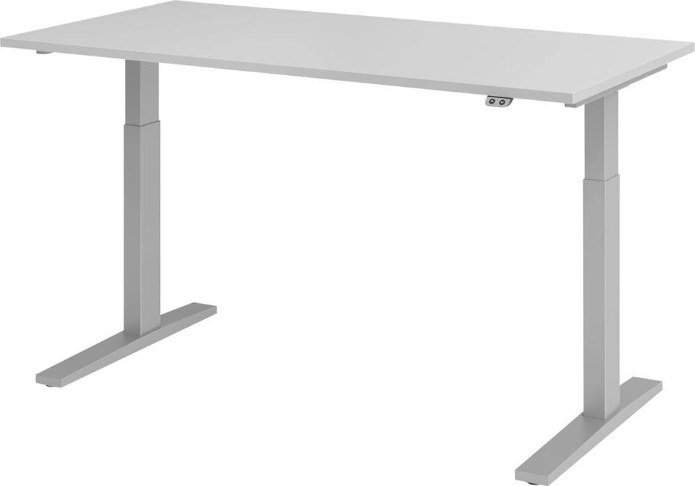 Schreibtisch höhenvers. 1600x800x700-1200 mm Gestell silber, Platte Lichtgrau - Artikel: 7830781492-0
