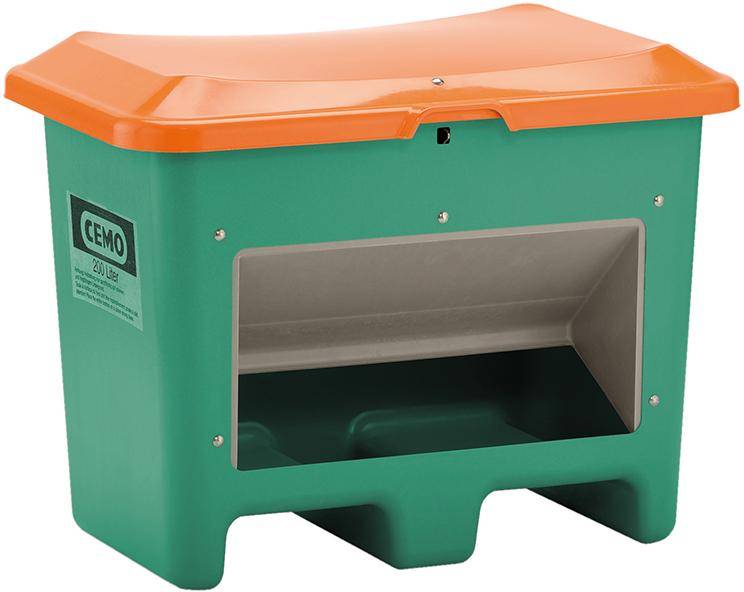 Streugutbehälter 200 l B890xT600xH640 mm mit Entnahmeöffnung grün/orange - Artikel: 7830107284-0