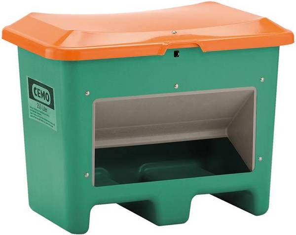 Streugutbehälter 200 l B890xT600xH640 mm mit Entnahmeöffnung grün/orange - Artikel: 7830107284