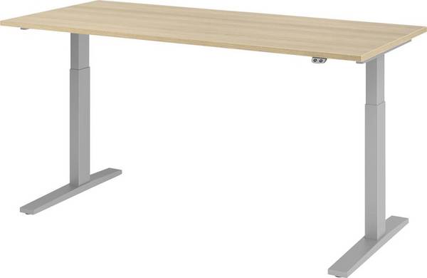 Schreibtisch höhenvers. 1800x800x700-1200 mm Gestell silber, Platte Eiche - Artikel: 7830781503