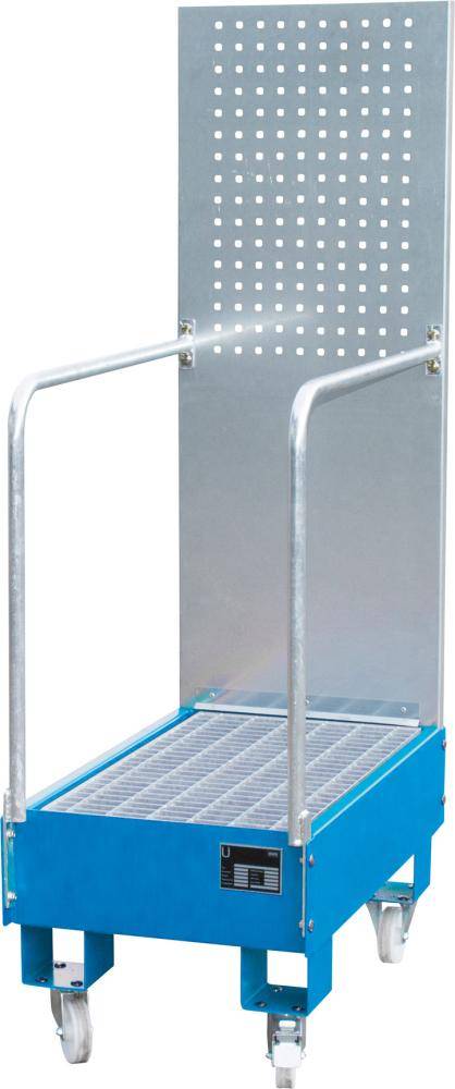 Fahrbare Auffangwanne max 2 Fässer a 60l 875x500x1685mm RAL 5012 lichtblau-0