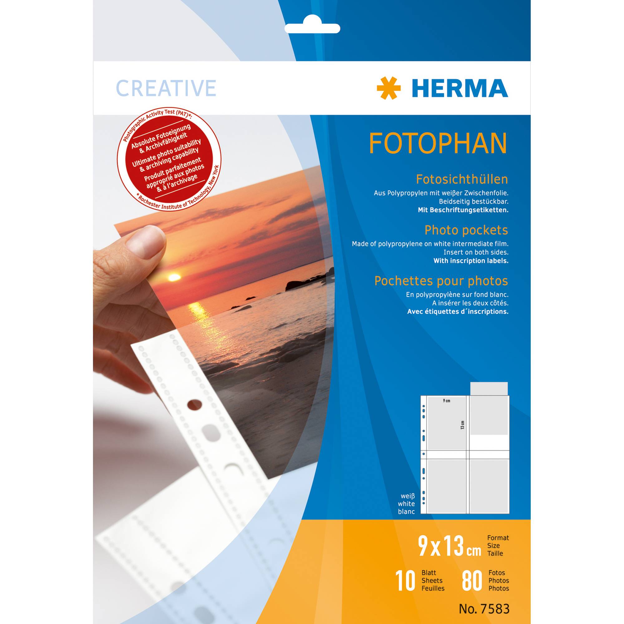 HERMA Fotohülle Fotophan 7583 für 13x9cm weiß 10 St./Pack. - Artikel: 375009501-2