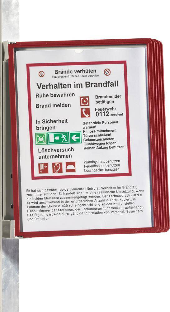 DURABLE Sichttafelsystem VARIO MAGNETIC WALL 5 magn. Wandhalter DIN A4 rot 5 Sichttafeln