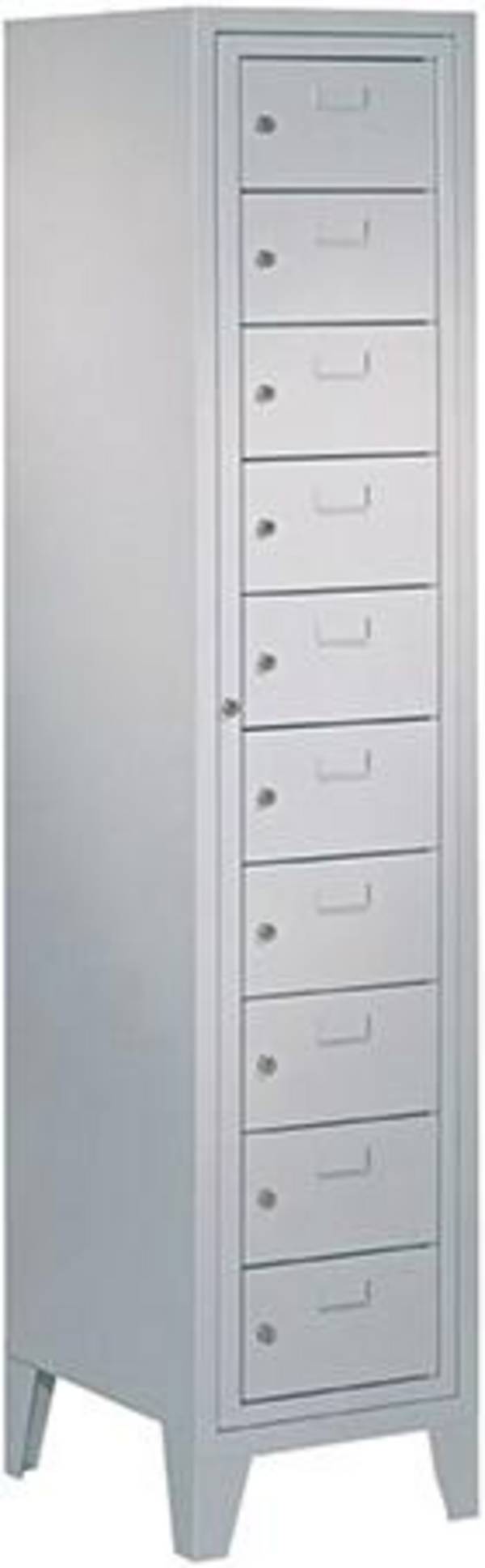 Schließfachschrank H1850xB400xT500 mm 1x10 Fächer, Füße RAL 7035 - Artikel: 7830354452