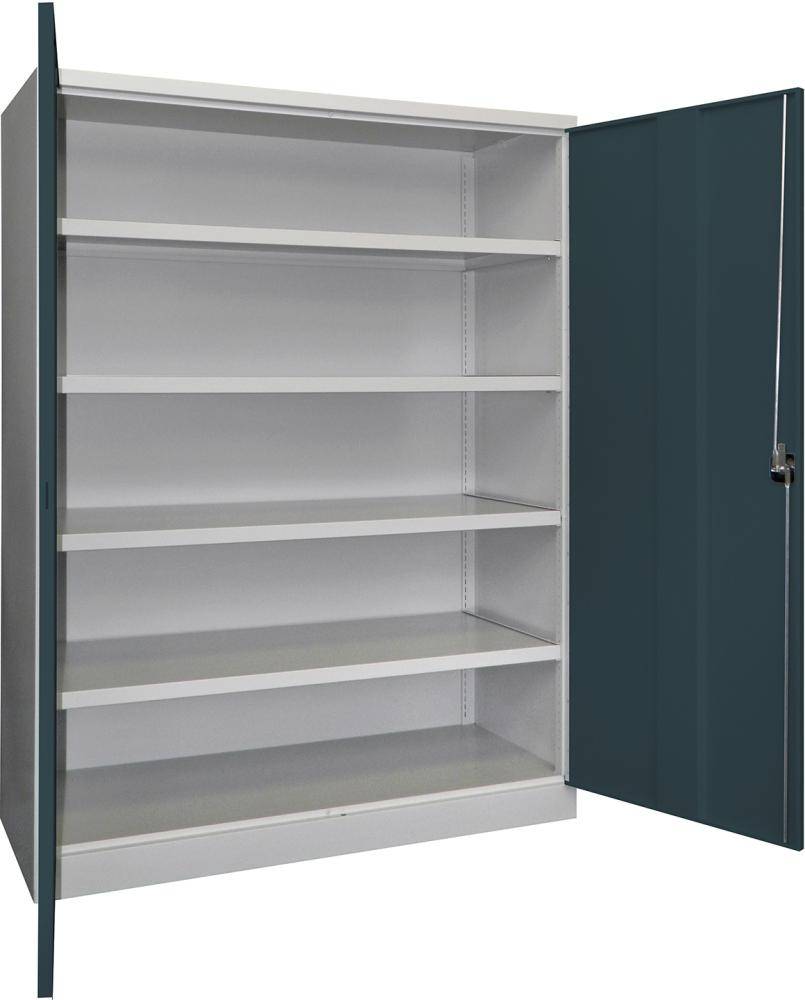 Schwerlastschrank m.TürenH1950xB1740xT630 mm 4 Böden RAL 7035 - Artikel: 7830354331-0