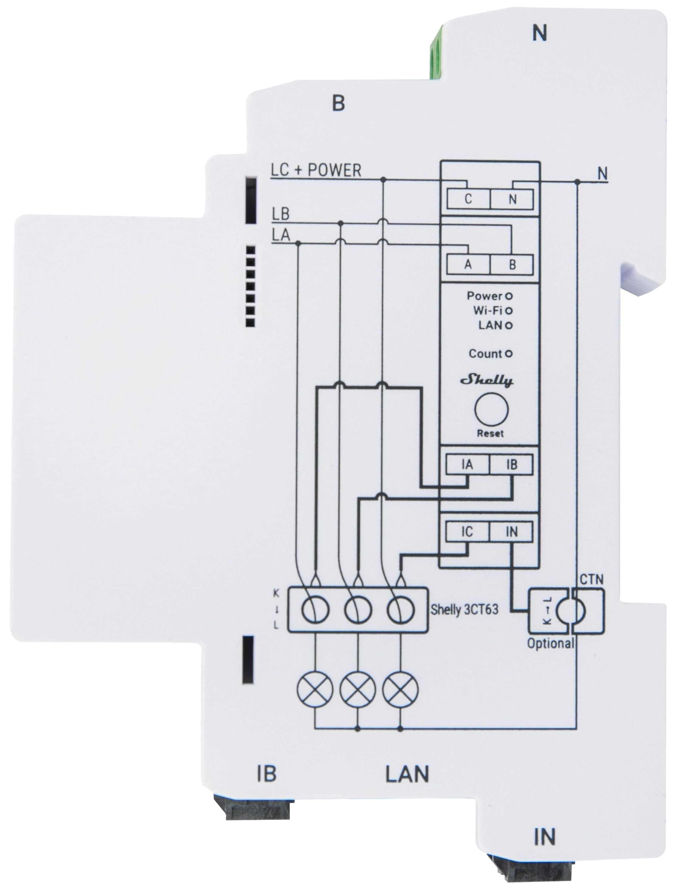 SHELLY Energiezähler Pro 3EM-3CT63, Wlan, BT, LAN-2