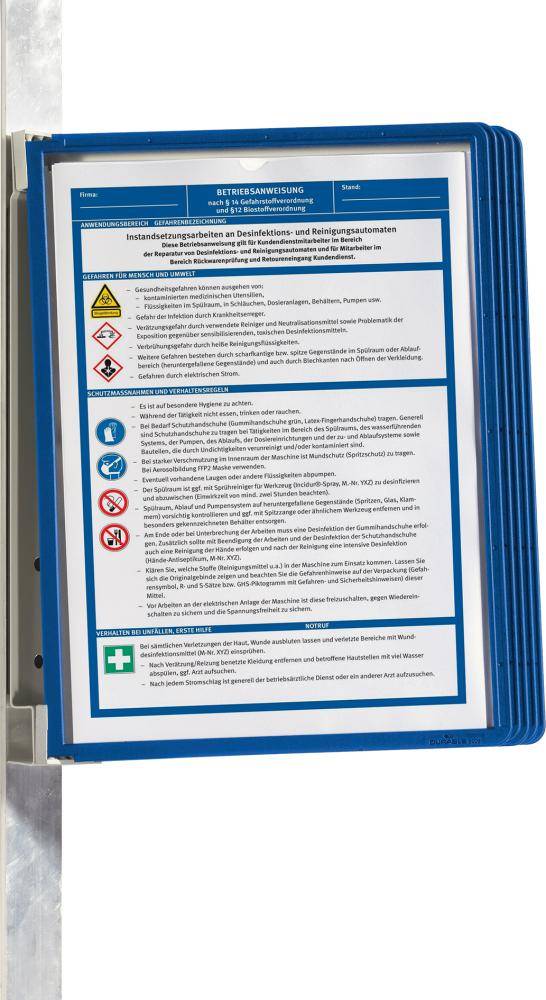DURABLE Sichttafelsystem VARIO MAGNETIC WALL 5 magn. Wandhalter DIN A4 dunkelblau 5 Sichttafeln