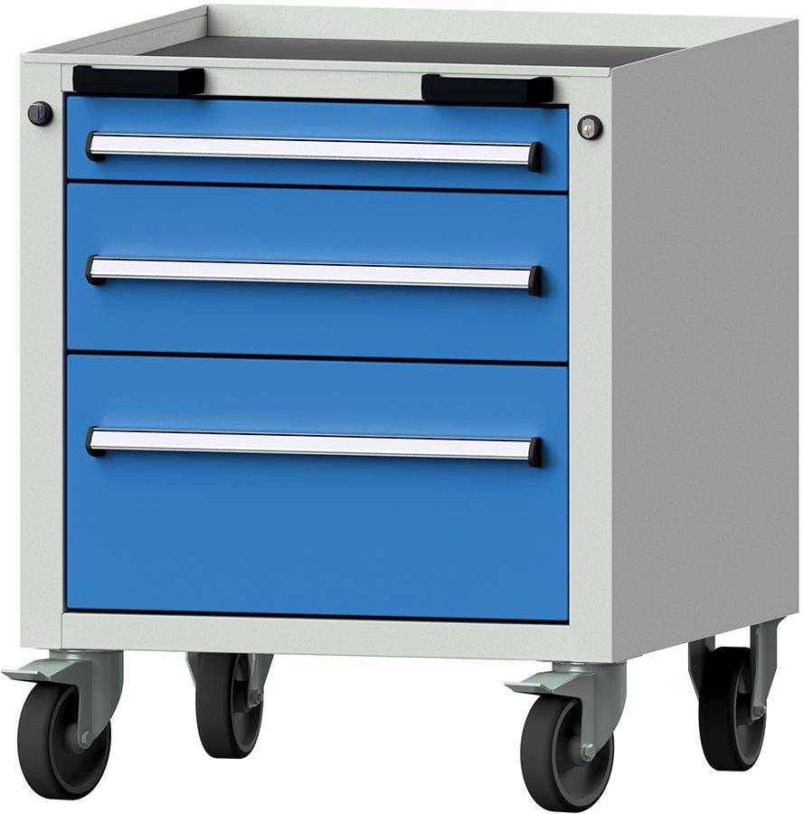 Format Rollcontainer B625xT640xH755mm RAL 7035/5012 3 Schubladen-0