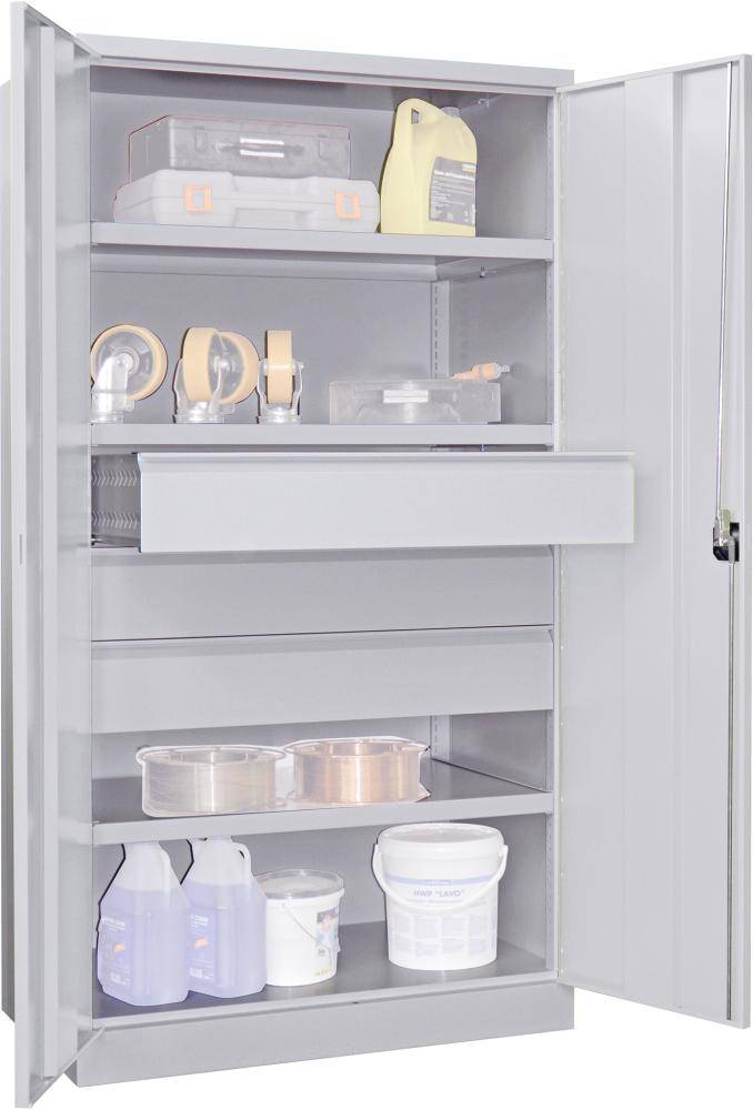 Schwerlastschrank m.TürenB1040xT630xH1950 mm 3 FB, SL 3 x FH 175 mm RAL 7035 - Artikel: 7830354230-0