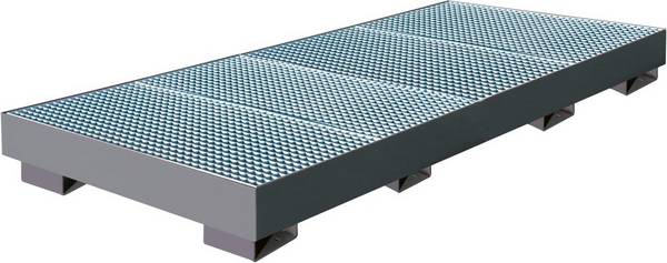 Auffangwanne mit geraden Wänden mit Gitterrost, 610 ltr. 2630x1230x200mm,RAL 7016 - Artikel: 7830103098