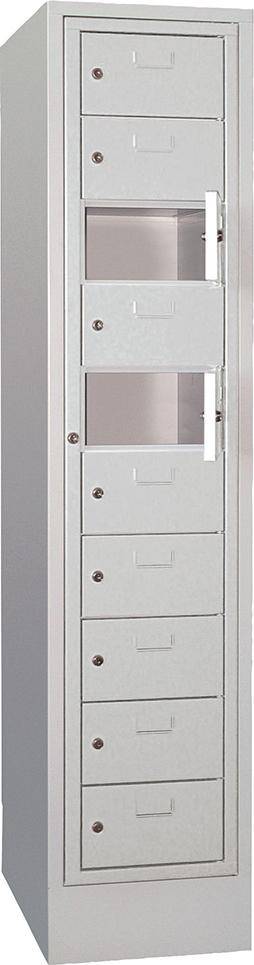 Schließfachschrank H1850xB400xT500 mm 1x10 Fächer, Sockel RAL 7035 - Artikel: 7830354456-0