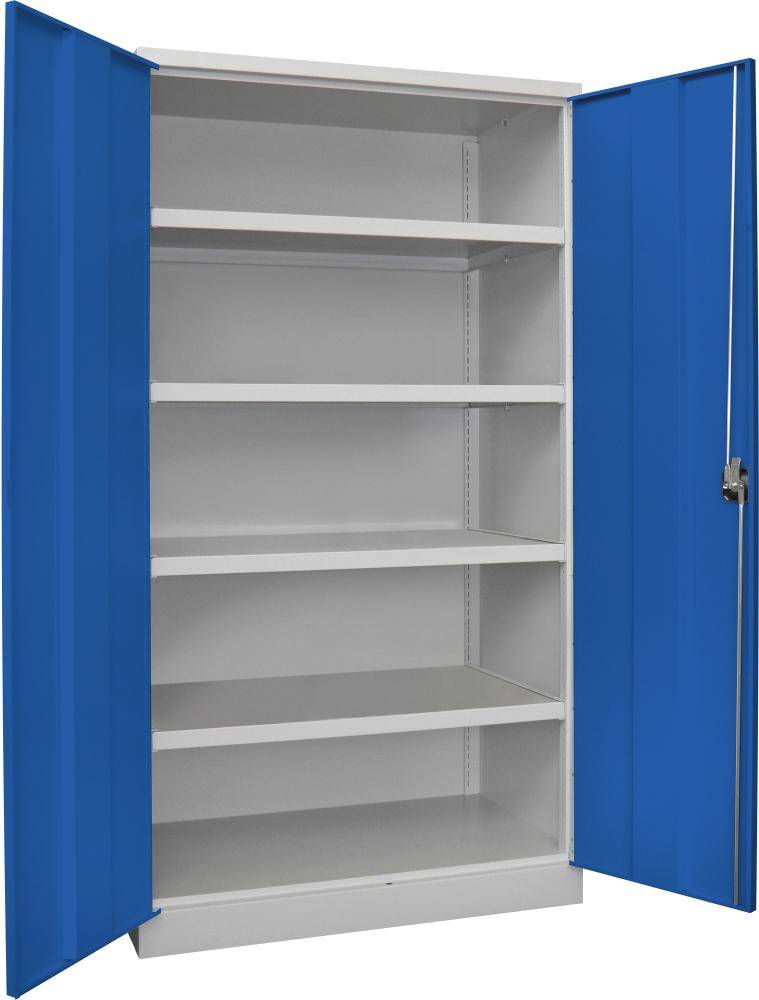 Schwerlastschrank m.TürenB1040xT630xH1950 mm 4 Böden RAL 7035/5010 - Artikel: 7830354227-0
