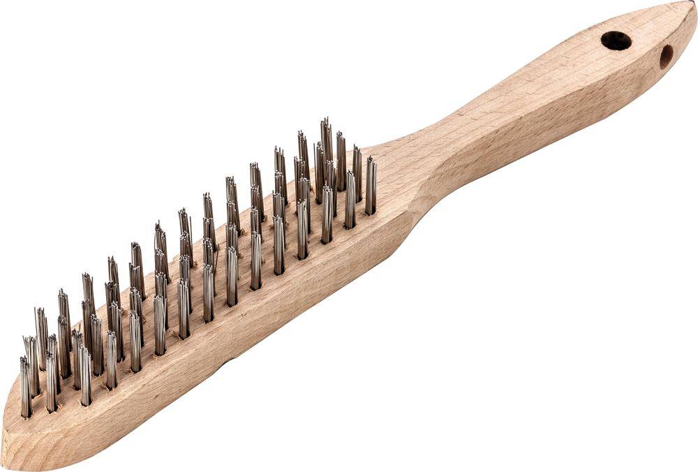 Handdrahtbürste V4A glatt 4-reihig 0,3mm Lessmann - Artikel: 4017359014547-0