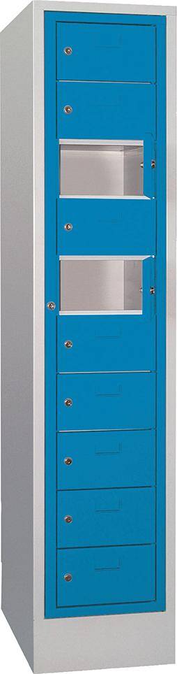 Schließfachschrank H1850xB400xT500 mm 1x10 Fächer, Sockel RAL 7035/5012 - Artikel: 7830354458-0