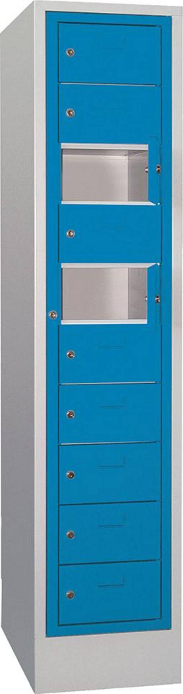 Schließfachschrank H1850xB400xT500 mm 1x10 Fächer, Sockel RAL 7035/5012 - Artikel: 7830354458