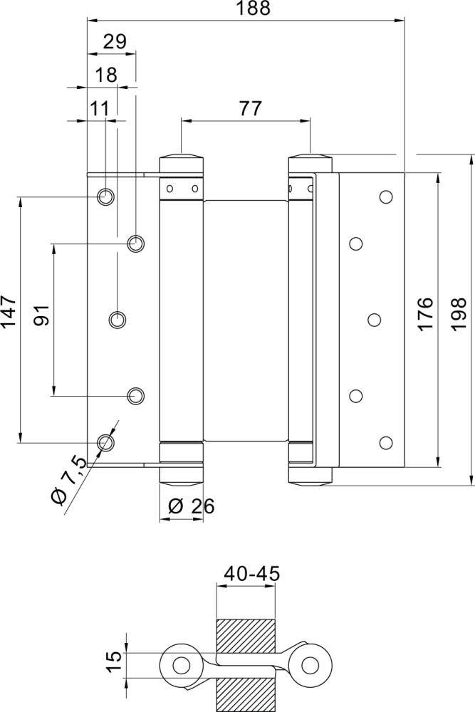 Pendeltürbänder Nr.39 Stahl nichtrost. 175mm - Artikel: 4016753140357-1