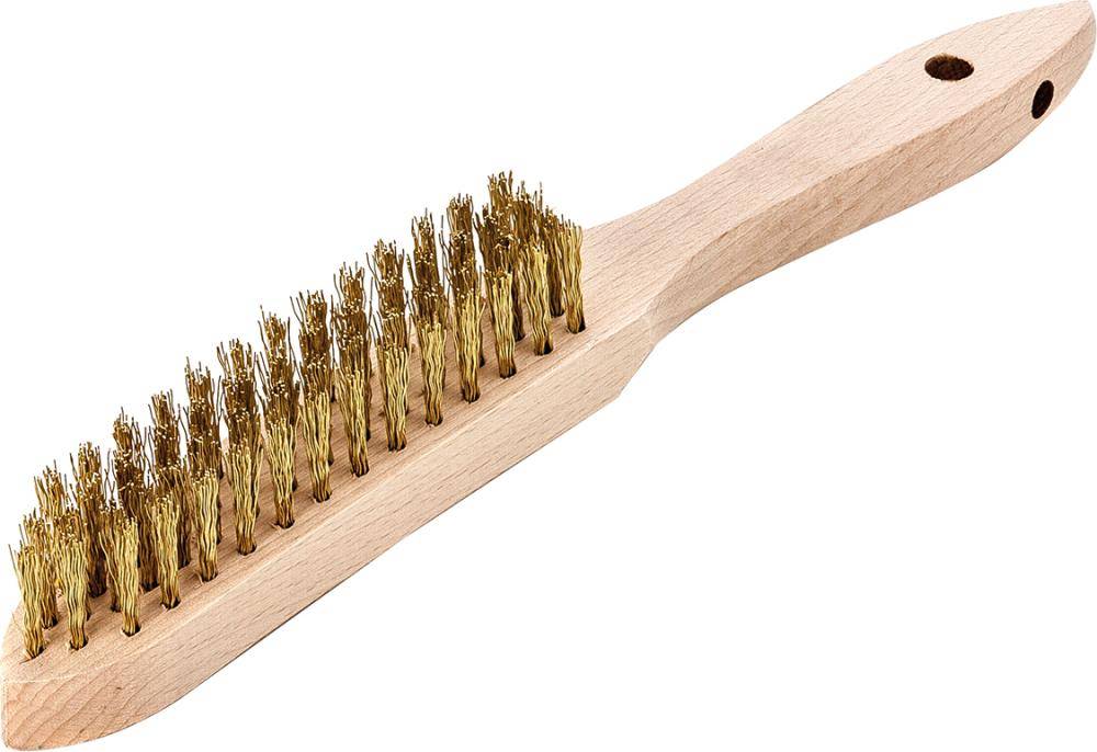 Handdrahtbürste Messing gewellt 0,35mm 4-reihig Lessmann - Artikel: 4017359072189-0