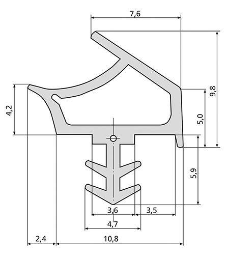Holzzargendichtung K2953 z. einfräsen TPE weiß, L 100mtr - Artikel: 8711286981021-1