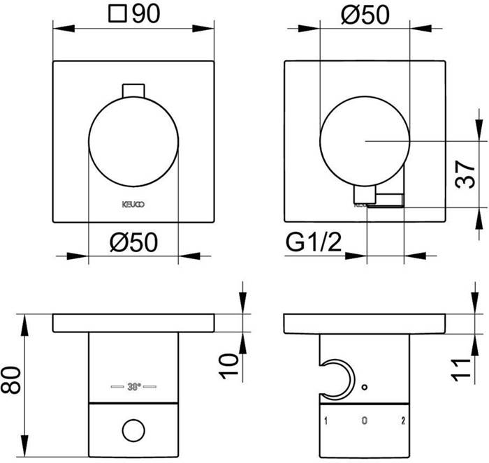 Keuco Thermostatarmaturen-Set EDITION 11 UP, für 3 Verbraucher bronze gebürstet-1