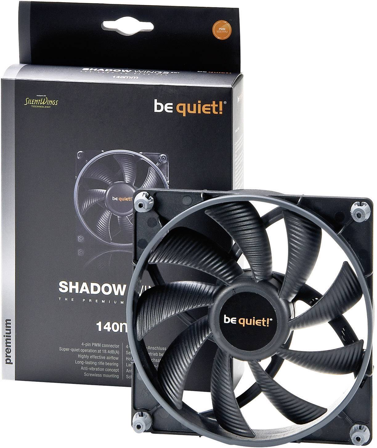 BeQuiet Shadow Wings PWM PC-Gehäuse-Lüfter Schwarz (B x H x T) 140 x 140 x 25 mm-2