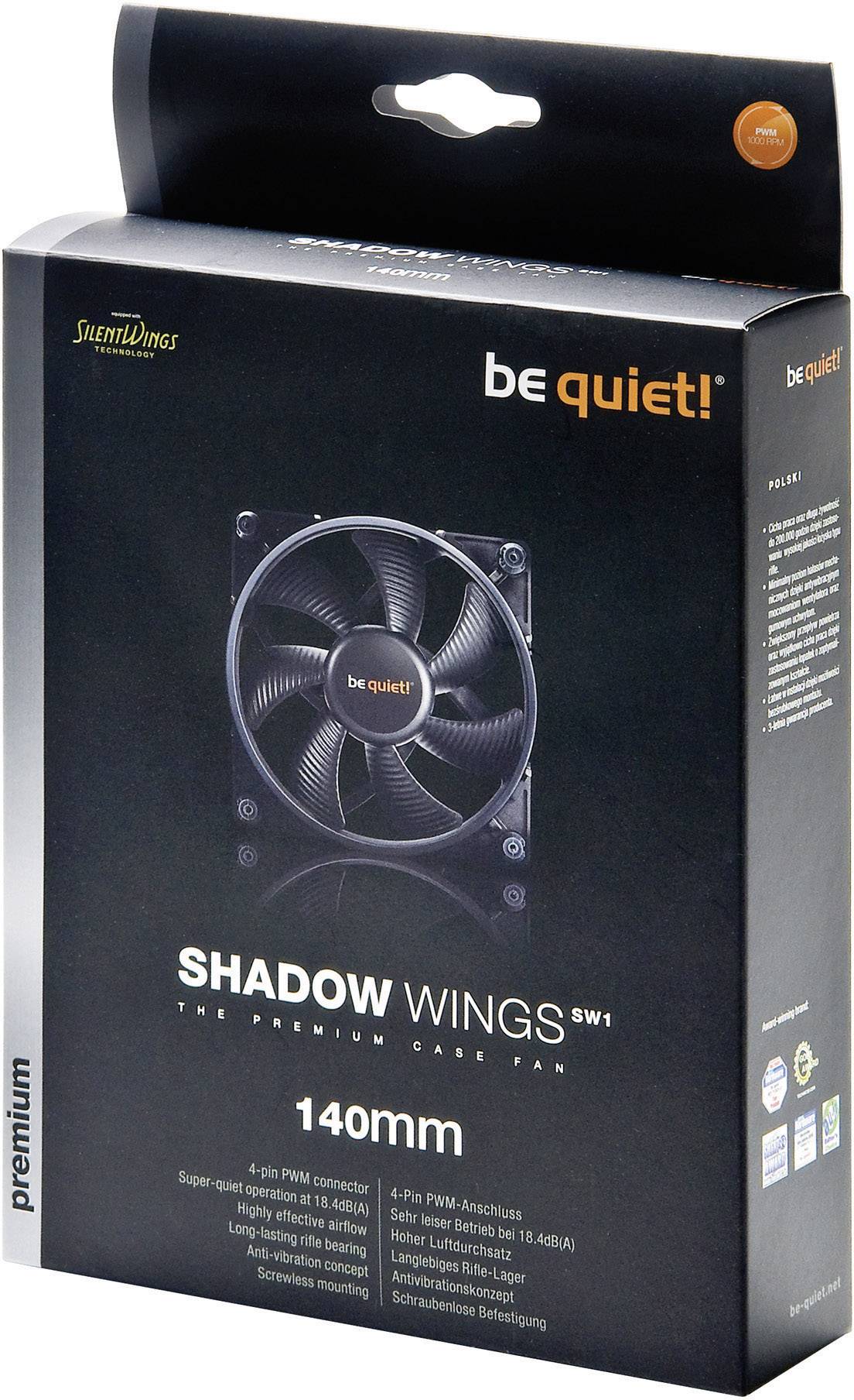 BeQuiet Shadow Wings PWM PC-Gehäuse-Lüfter Schwarz (B x H x T) 140 x 140 x 25 mm-3