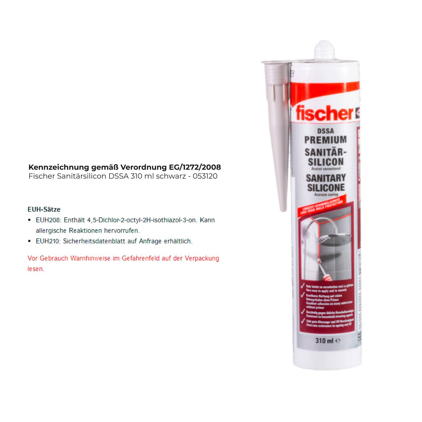 Fischer Sanitärsilicon DSSA 310 ml schwarz - 053120-2