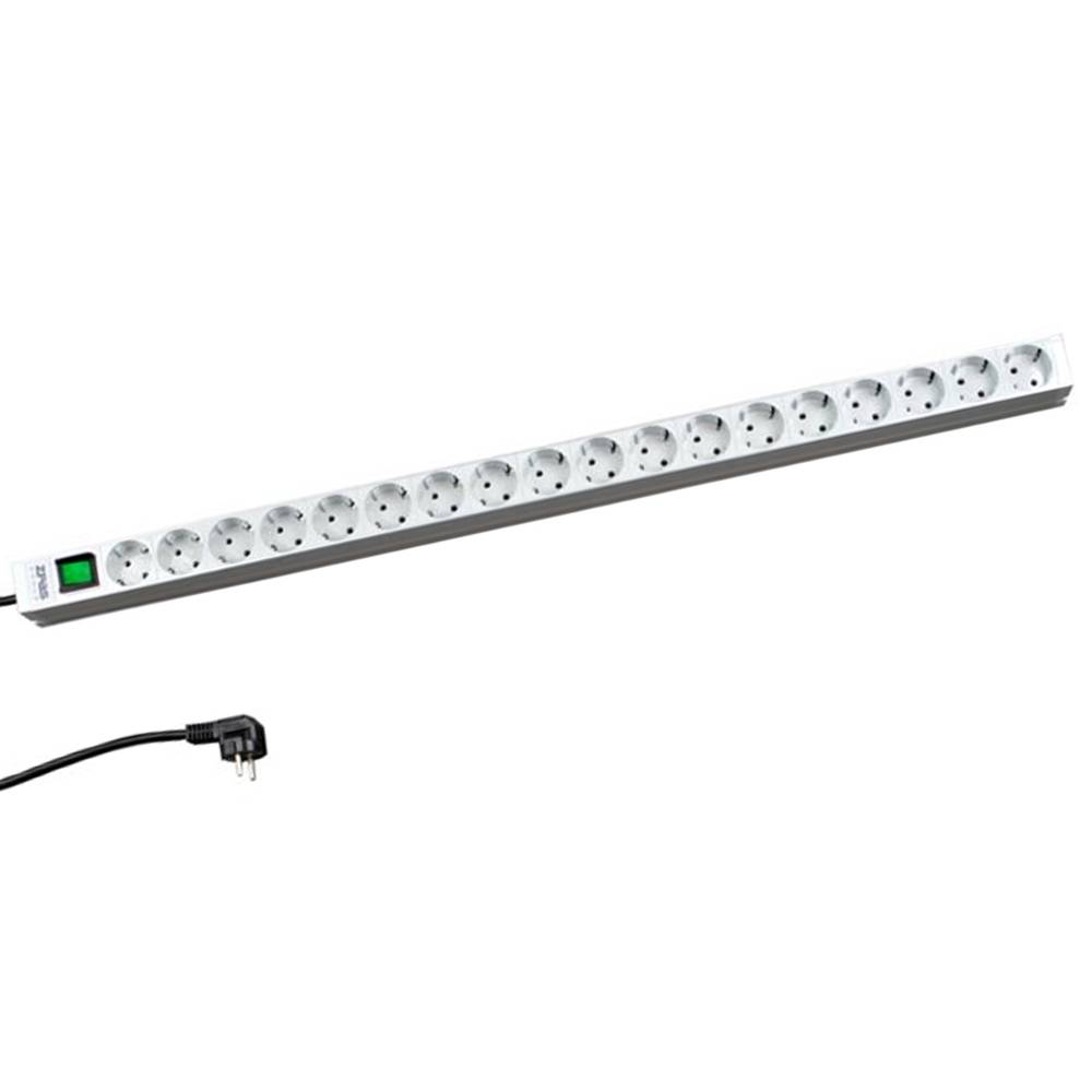 Serverschrank-Steckdosenleiste von - 18-fach Schuko-Dosen - Aluminium-Korpus-0