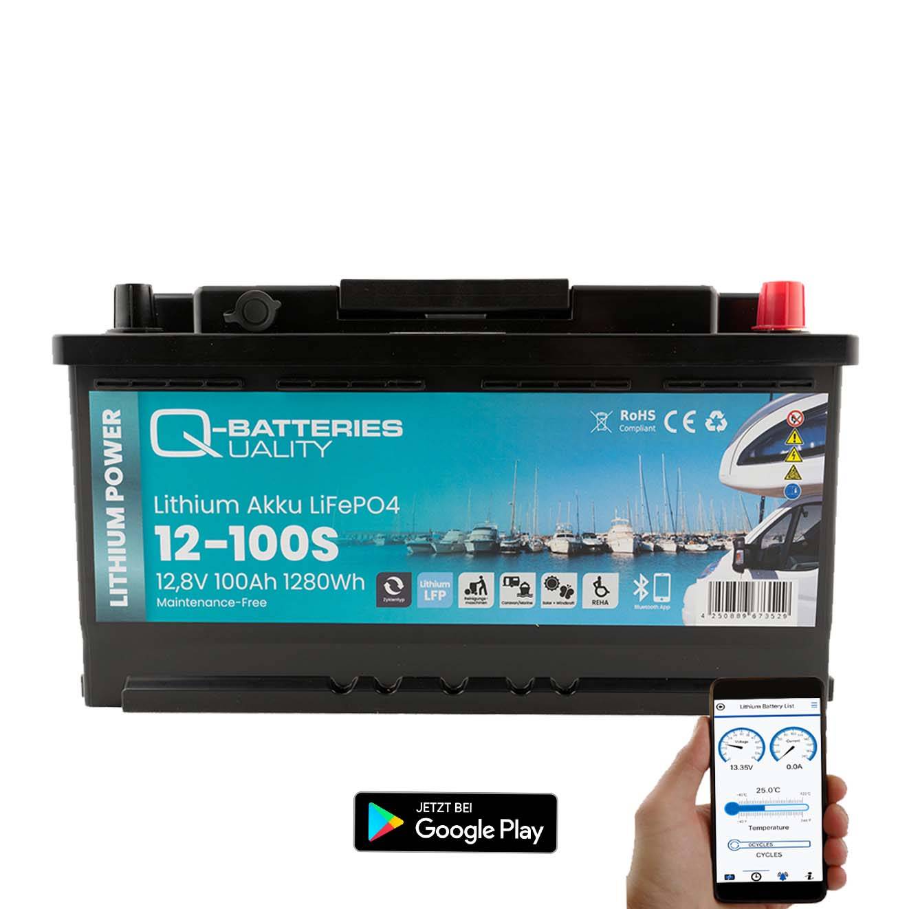 Q-Batteries Lithium Akku 12-100S 12,8V 100Ah 1280Wh LiFePO4 Batterie mit Victron Orion Ladegerät-1