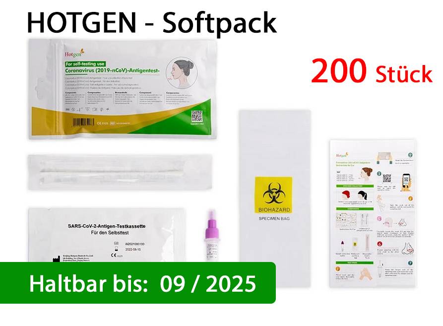 200x Stück - HOTGEN Corona Antigen-Tests Selbsttest - MHD 11/25 | CE 2934-1