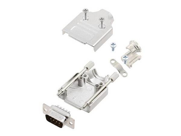 Encitech Connectors AB MHDM-09-DMP-K Bausatz mit D-Sub Gehäuse Vollmetall und 9 polig Stiftleiste löt Gütestufe 1 Isolat