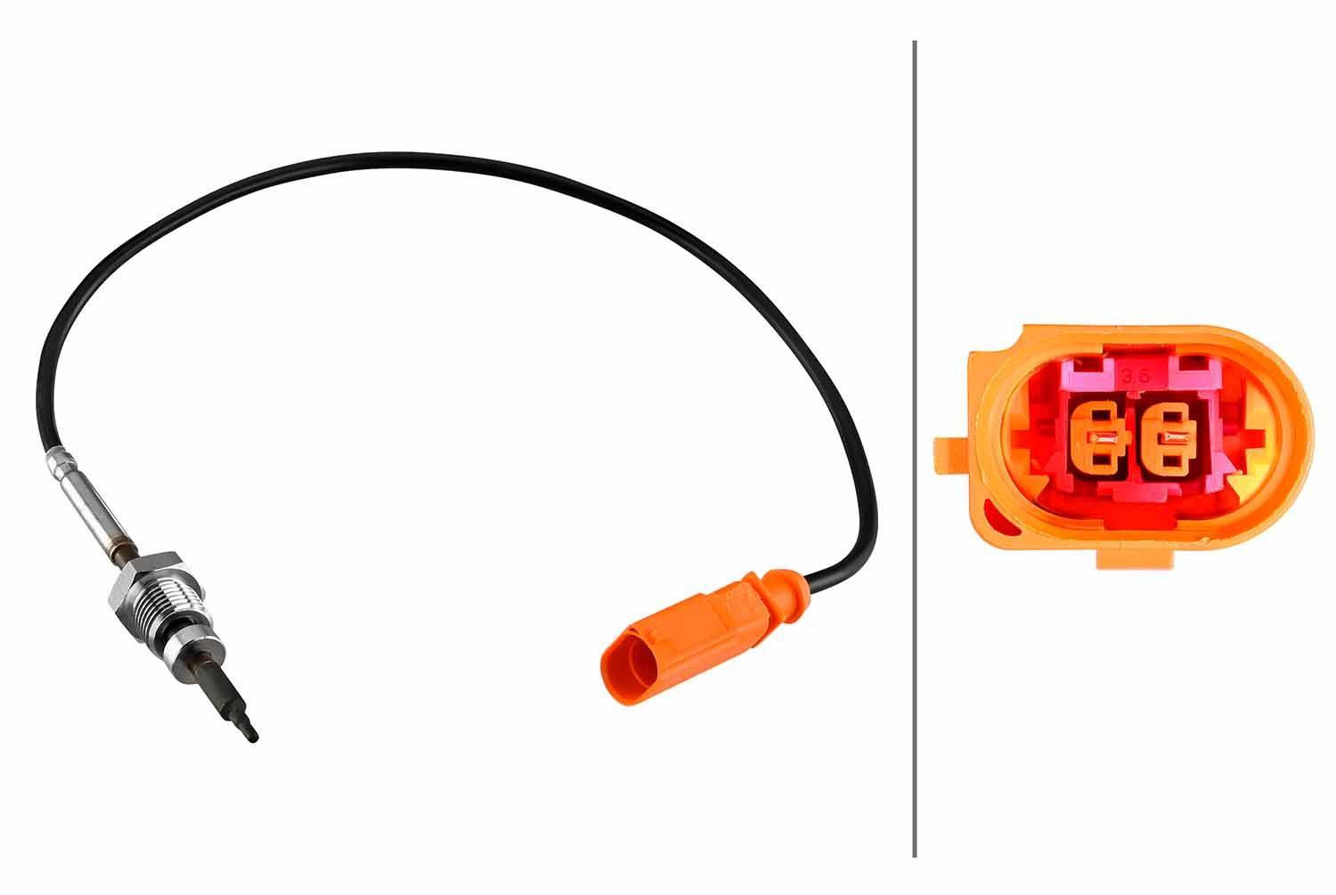 Sensor Abgastemperatur geschraubt 2-polig 410 mm Kabel HELLA für VW PASSAT-1