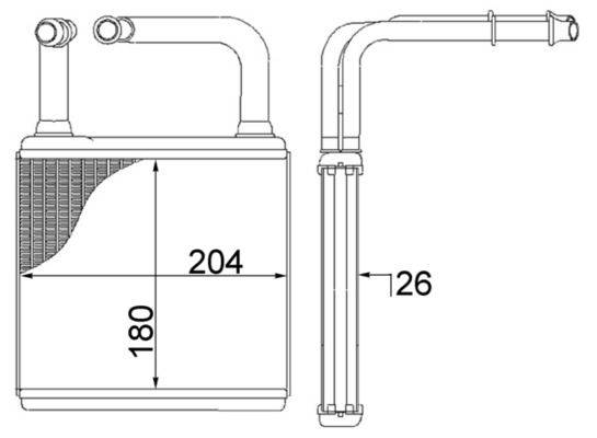 Wärmetauscher Innenraumheizung Alu 204 mm - 180 mm MAHLE für u.a. MB E-KLASSE-0