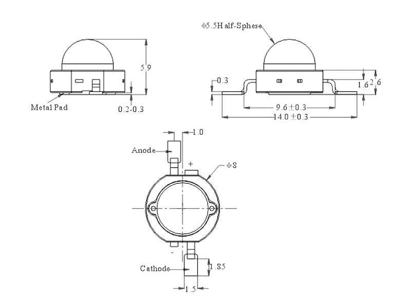 HuiYuan Opto-Electronic High Power LED 1 W warmweiß 120-130 lm 2700-3500 K 110 °-1