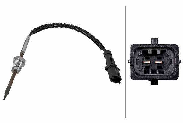 Sensor Abgastemperatur geschraubt 2-polig 205 mm Kabel HELLA für GENERAL MOTORS