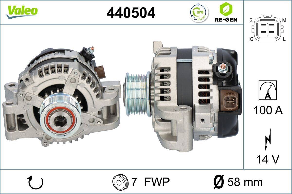 Lichtmaschine Generator 14 V 100 A Ø 58 mm VALEO für u.a. TOYOTA AVENSIS-3