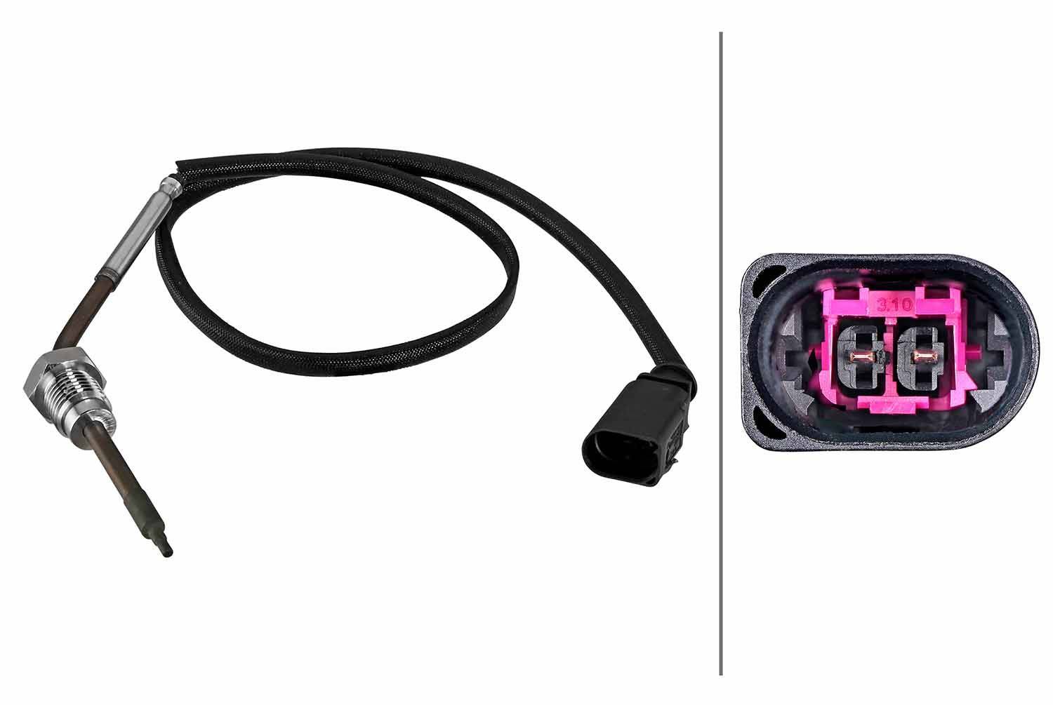 Sensor Abgastemperatur 2-polig 470 mm Kabel HELLA für u.a. VW CRAFTER-1