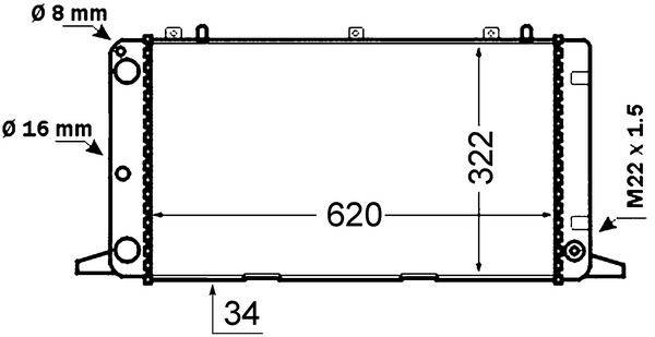 Kühler Motor Rippen mechanisch gefügt 620 mm - 322 mm MAHLE für u.a. AUDI 80-0