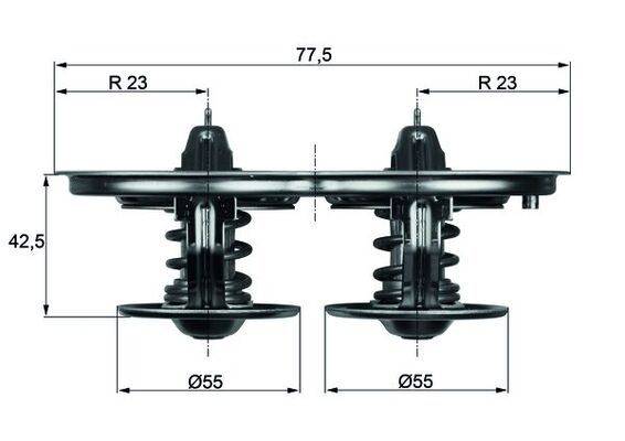 Thermostat Kühlmittel Temp 75 °C mit Dichtung MAHLE für u.a. SCANIA 4-0