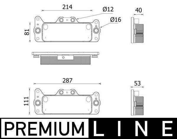 Ölkühler Automatikgetriebe Rippen gelötet 214 mm - 287 mm MAHLE für u.a. MAN TGS