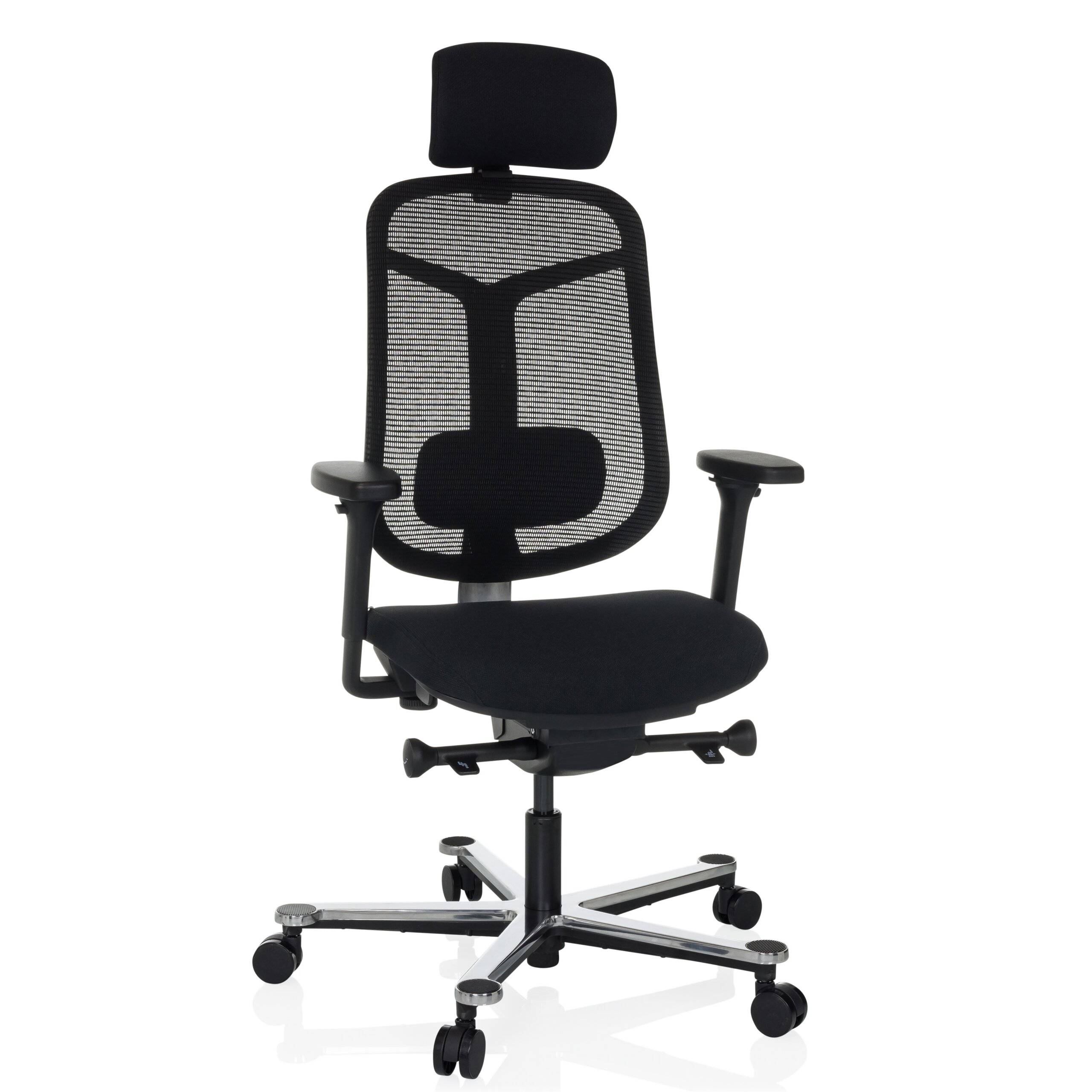 Bürostuhl Chefsessel BICOLORE HIGH Netzstoff Stoff schwarz Gestell silber hjh OFFICE-0