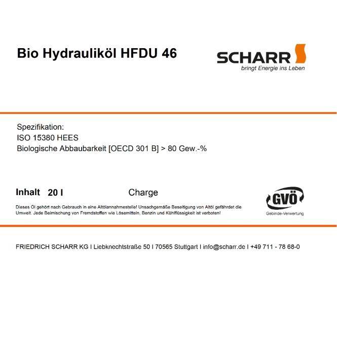 Scharr Bio Hydrauliköl HFDU 46 (Scharr HFDU 46-20L)-3