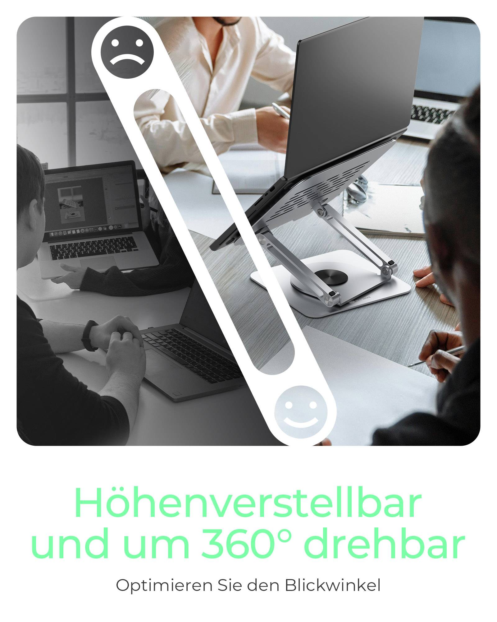IB-NH300-R, Notebookhalter, rotierend, höhenverstellbar, Aluminium, für Notebooks bis 17" (43 cm)-1