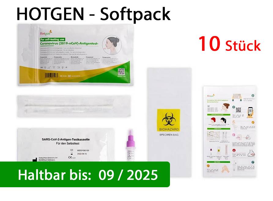 10x Stück - HOTGEN Corona Antigen-Tests Selbsttest - MHD 11/25 | CE 2934-1
